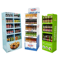 Support d'affichage pliable et portable en carton pour boissons de supermarché, idéal pour les bouteilles et les canettes de bière