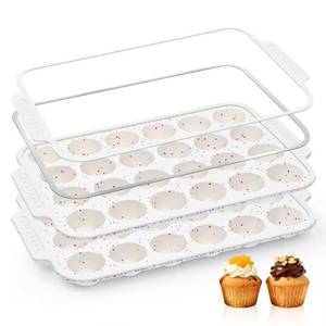 MUYULINS Factory Beige 24-Cup LFGB Non-Stick BPA Free Metal Reinforced Frame Silicone Mini <b>Cake</b> Pan Muffin <b>Tin</b> Baking Mold - Product Image 1