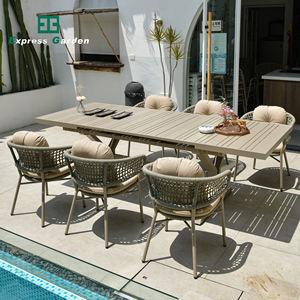 Express Garden Juego de mesa de comedor de cuerda roja de aluminio moderno para exteriores para patio y uso hospitalario Patio <span class=keywords><strong>Restaurante</strong></span> Bistro Sillas - Product Image 2