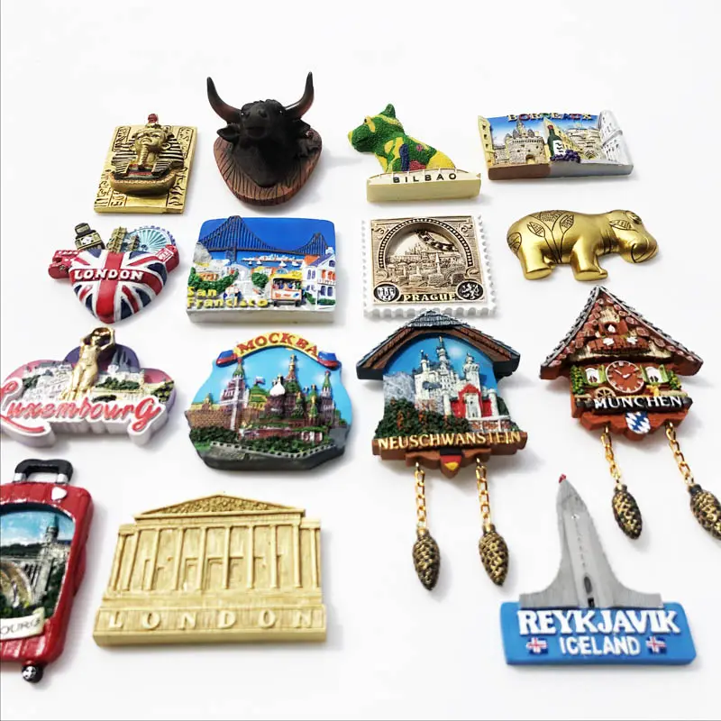 Europe Germany Spain 3d resin Travel Souvenir crafts Refrigerator magnets magnets world hand painted refrigerator magnets