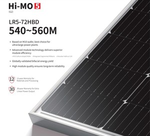 แผงโซลาร์เซลล์แบบสองหน้า 550w 555w ประสิทธิภาพสูง แผงโซลาร์เซลล์ลองจิ 550w แผงโซลาร์เซลล์ 1000w - Product Image 4
