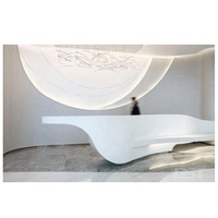 Table de réception en marbre au Design Unique, comptoir de réception, brillante, Surface unie, blanc, incurvé, moderne, 2 pièces
