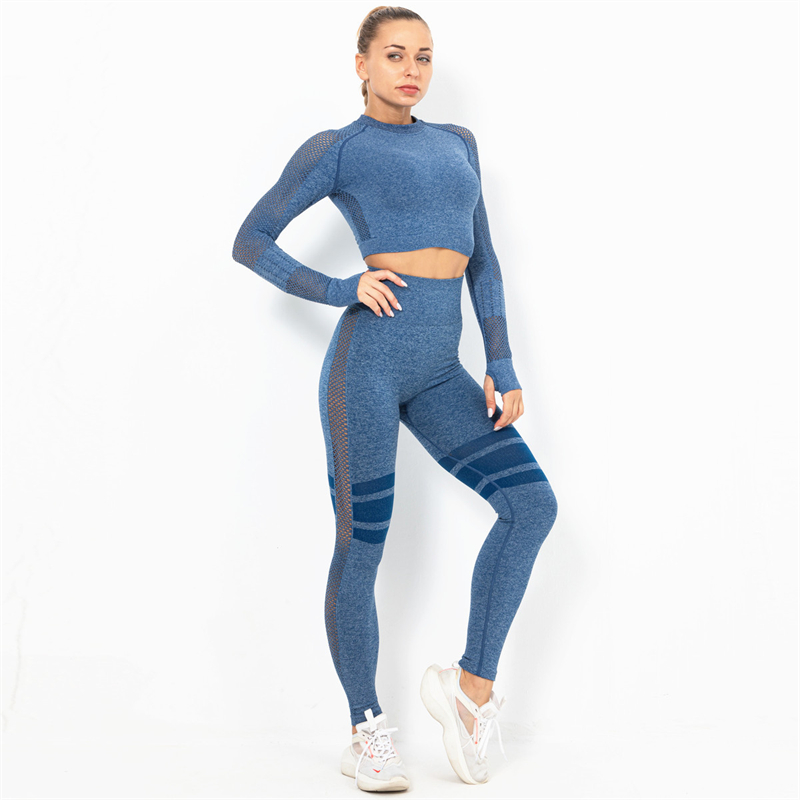 Fashion Modern Breathable Workout Clothing Women Active Wear Yoga Set 8 colors Long sleeve