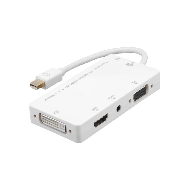 Premium OEM Thunderbolt 1080P Mini  DP 4 in 1 HUB to HDMI VGA DVI Audio Micro USB Converter Adapter Cable