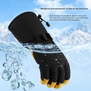 3M Guantes de esquí de cuero genuino con aislamiento Guantes de invierno resistentes al desgaste repelentes al agua de algodón para snowboard transfronterizo - Product Image 4