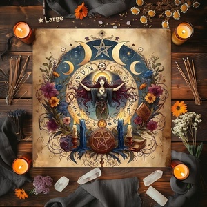 Hot Sale Mysterious Moon Phase Altar Tablecloth Five Star Tarot <strong>Black</strong> Oracle Mat Square Polyester Geometric Pattern <strong>Table</strong> <strong>Cover</strong> - Product Image 6