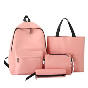 4ピース/セットPrimary Boys Girls Student School Bag Kit Junior High School Handbag Custom Teenager Solid Backpack with Pencil Case
