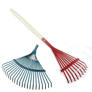 Rastrillo para Césped, Práctico para Limpiar Hojas Muertas y Restos de Césped, Cabezal de Plástico Resistente con Mango de Madera, 43 cm de Ancho Total - Product Image 6