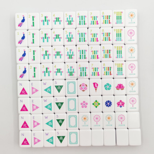 Jeu de tuiles de Mahjong - Tuiles en acrylique à 4 couches, écologiques et durables, rose vif, design Amara Elephant, style années 80 <span class=keywords><strong>Paris</strong></span> - Product Image 4