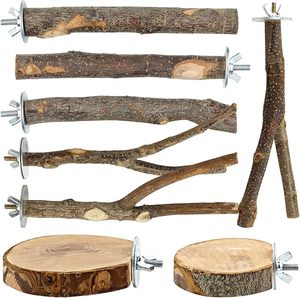 8 Stück Naturholz Vogel Barsch Holz Papagei Barsch Stand Gabel Spielzeug hängen Multi-Branch Barsch Plattform Hängematte Schaukel Spielzeug - Product Image 1
