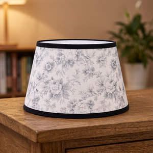 Elegant <b>Botanical</b> <b>Printed</b> Linen Lampshade with Wave Edge & Decorative Trim - Product Image 3