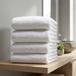 Ensemble de serviettes de bain en coton blanc, couleur unie, rectangulaires, tissées, douces pour la peau, usage domestique, adulte - Product Image 1