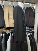 Élégant Costume de Mariage pour Homme, Ensemble 3 Pièces Jacquard Noir, Veste de Smoking, Gilet et Pantalon pour Marié et Garçon d'Honneur
