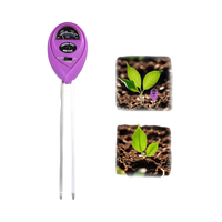 Penguji PH taman, alat pengukur kelembapan tanah Sensor pH Monitor air tanaman tampilan Digital 3 dalam 1 akurasi 0,1ph ungu berkebun