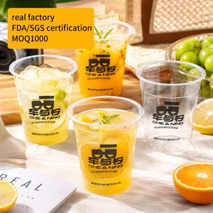 Gobelets en plastique PET transparents 35oz/360ml renforcés pour thé au lait, boba, bar à smoothies thème tropical, eau minérale, boissons durables - Product Image 1