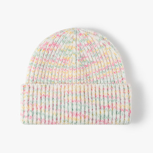 独特的多色针织豆豆保暖休闲冬季帽子混色图案针织帽舒适男女通用豆豆帽保暖冬季豆豆来样定做/ODM - Product Image 2