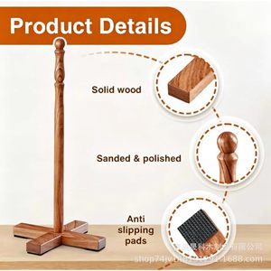 Wooden <b>Paper</b> Towel Holder 13.07 Inch Height Non Slip Base <b>Kitchen</b> Storage Rack For <b>Paper</b> Towel Cling Film Roll Stand - Product Image 4