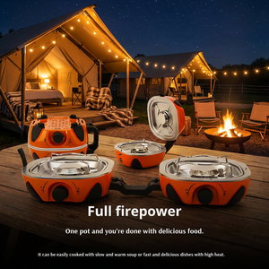 Barbecue d'extérieur portable à <span class=keywords><strong>gaz</strong></span> <span class=keywords><strong>butane</strong></span>, double brûleur, pliable, détachable, haute puissance, coupe-vent, pour 3-5 personnes - Meilleures ventes - Product Image 4