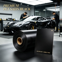 Film de covering automobile en vinyle satiné noir PET, anti-décoloration, avec technologie Air Release, qualité 3M, pour enveloppement de véhicules