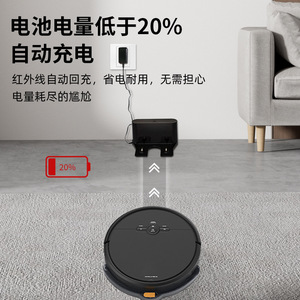 <b>Robotic</b> <b>Vacuum</b> Cleaner With Sweeping Suction Mopping Random Navigation 61-120 Min Battery Life White Black - Product Image 2