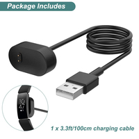 Câble USB de remplacement noir de 3,3 pieds (1 m) de long pour Fitbit Inspire HR, Ace 2, câbles de charge pour montre connectée