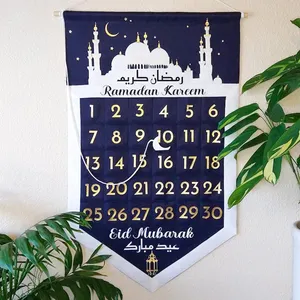 Calendrier pour enfants du Ramadan Mubarak Décorations de l'Aïd Mubarak Calendrier de l'Avent du Ramadan en feutre