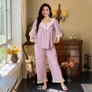 Conjunto de Pijamas para Mulheres Gordinhas, Confortável, Tamanho Grande, Roupas Casuais do Oriente Médio - Product Image 1