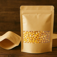 Sacs d'emballage en papier brun plastifié en gros pour café et aliments, sacs à fermeture éclair avec fenêtre pour l'emballage de riz et de chips
