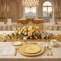 Service de Table de Luxe en Porcelaine Jaune avec Bordure en Or Véritable, Vaisselle de Mariage en Porcelaine Fine, Ensemble Assiettes et Bols en Céramique Motif Cygne Style Palais 2026
