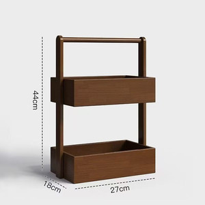 Portable Wooden Desktop Organizer, 2-Tier Cosmetic Storage <b>Box</b>, Wooden Vanity <b>Makeup</b> Holder for Toiletries Lipsticks Perfume - Product Image 1