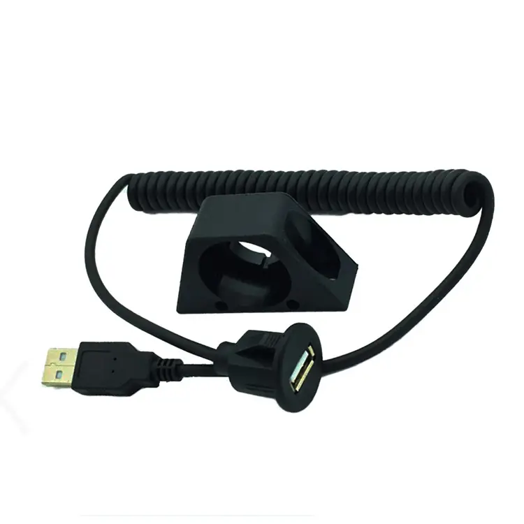 usb2.0 connector Male To Female Coiled Car Dashboard Flush Mount Spiral Extension spring usb 2.0 a connector