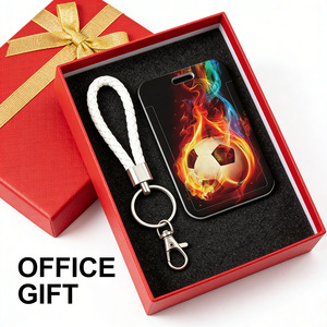In stock leather rope soccer keychain pendant, car key chain accessory, student campus card badge <b>holder</b>, <b>ID</b> card sleeve - Product Image 3