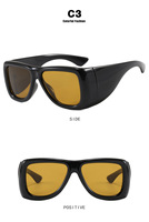 Kacamata Hitam Pria Retro 70-an Model Shield Wrap Oversized Flat Top Bingkai Tebal UV400 Terpolarisasi Mewah Fashion