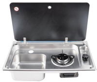 Table de cuisson au gaz portable de luxe la plus populaire avec couvercle en verre trempé pour camping-car, camping, caravane, VR et utilisation en voiture