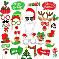 Décoration d'ambiance de fête de Noël d'entreprise : Masque de photographe en papier DIY amusant en forme de bonhomme de neige, accessoires photo