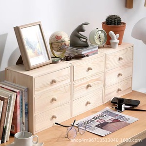 Simple Wooden Desktop <b>Storage</b> <b>Box</b> 3 <b>Drawer</b> Organizer For Jewelry Cosmetic Office Home Use - Product Image 2