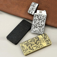 Briquet créatif miniature en métal à flamme ouverte au butane avec motif floral pour fêtes, coupe-vent et portable