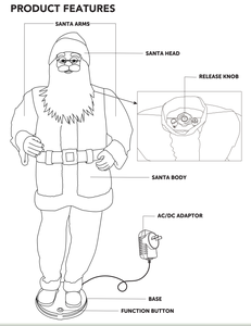 Statua Animata di Babbo Natale a Grandezza Naturale in Tessuto, Decorazione Natalizia con Colore Personalizzabile e Uso Esterno - Product Image 5
