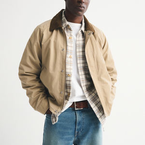 جاكيت رياضي كاجوال للخريف، تصميم مخصص بشعار مطبوع، جودة عالية، ملابس خارجية رجالية، جاكيتات من قماش الكوردوري بألوان متباينة - Product Image 2