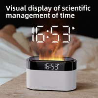 Nouvelle machine d'aromathérapie à flamme colorée simulée, lumière d'ambiance, humidificateur silencieux avec horloge pour chambre à coucher