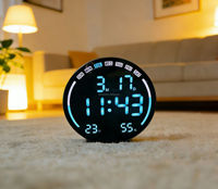 Horloge murale numérique LED RGB avec télécommande, affichage du calendrier, de la température et de l'humidité, horloges murales avec alarmes, veilleuse