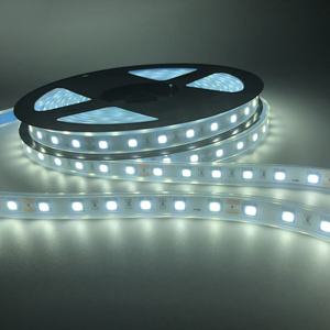 Bande lumineuse souple flexible 24V 5050 IP67 étanche, 60 LED, lumière verte et blanche 6000K, basse tension, haute luminosité - Product Image 1