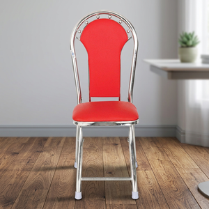 Chaise de bureau pliante contemporaine en acier inoxydable avec coussin en PU - Product Image 2