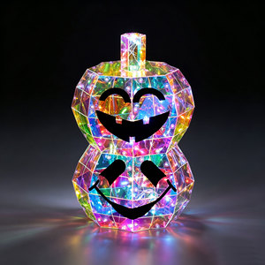 Decoración de Calabaza LED para Halloween, Figura de Calabaza Iridiscente con Facetas, Luz de Mesa con Alimentación USB para Decoración de Fiestas en Casa - Product Image 1
