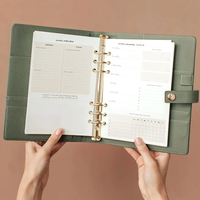 Carnet de notes A4 avec reliure à anneaux, planificateur quotidien à feuilles mobiles A5, couverture rigide en PU personnalisable avec impression