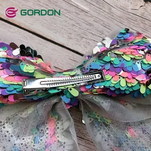 Gordon nastri paillettes fiocchi per capelli Glitter con fermagli per capelli in alligatore grande fiocco scintillante per ragazze tipi accessori per capelli