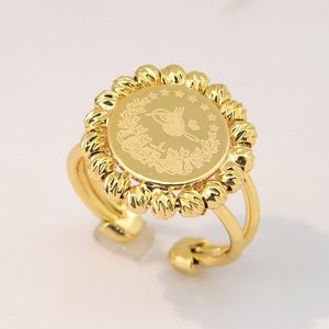 Anneaux de pièce de monnaie en cuivre de style simple chaud ajusteur de taille bagues plaquées or 18 carats pour femmes - Product Image 6
