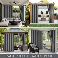 Rideaux occultants gris foncé sur mesure pour extérieur, à œillets, pour gazebo, pergola, balcon, en polyester – Vente en gros