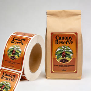 Autocollants enroulables imperméables personnalisés, étiquettes en vinyle pour les sacs de café, les torréfacteurs et les emballages de produits de café pour les magasins de détail - Product Image 2