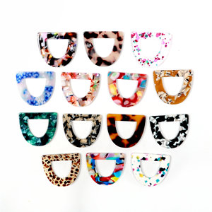 Diy Accessories Tortoiseshell Earring Charms Acetate Acrylic <strong>Beads</strong> D Shaped Pendants Earring Findings Parts Jewelry Supplies